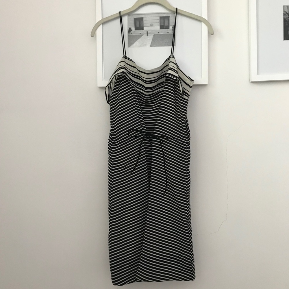 Madewell black & white silk dress